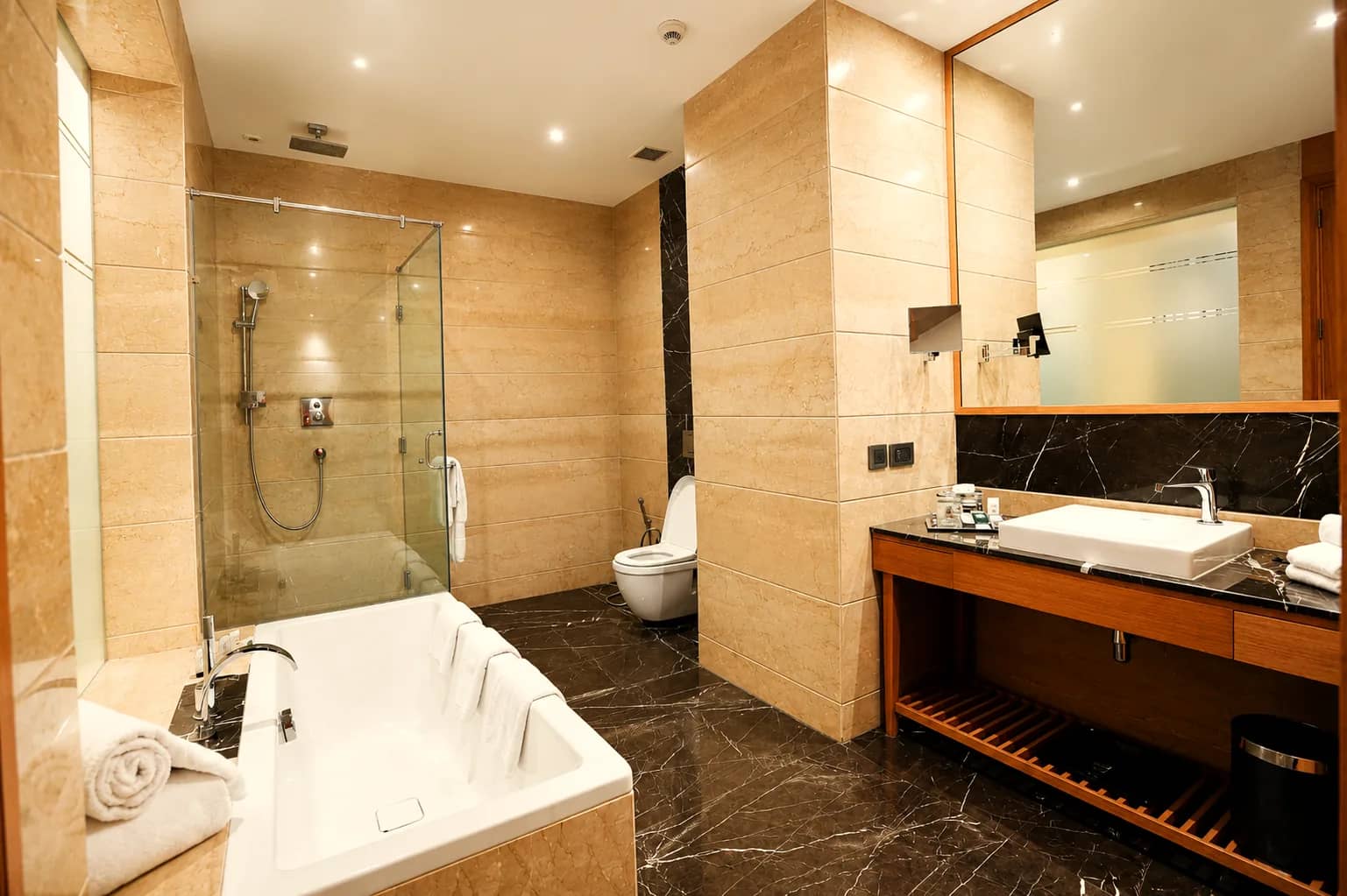 Presidential Suite bathroom with a bathtub and walk-in shower