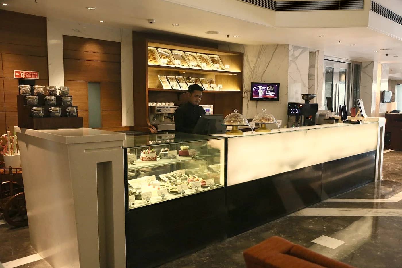Cakes and pastries in the Waffle display counter